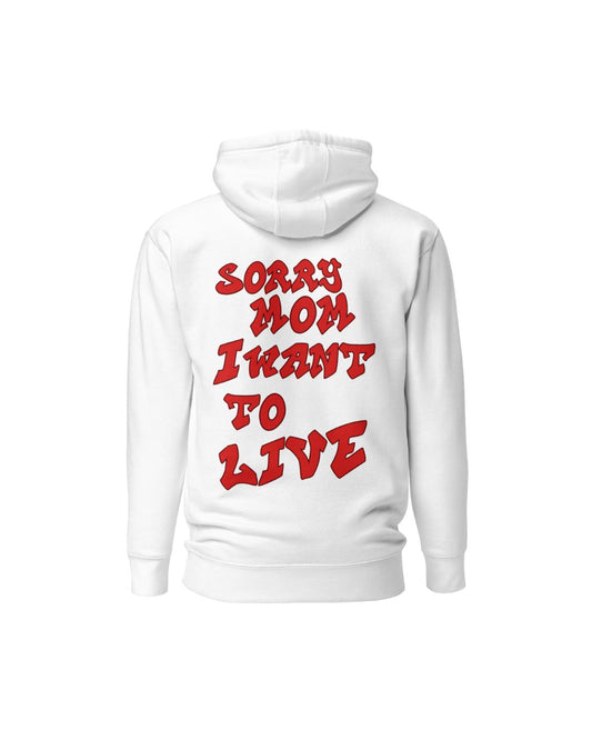 Sudadera Sorry Mum Blanca + Roja